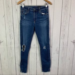AG Distressed High Rise Farrah Skinny Ankle